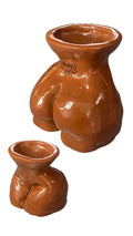 Asstray — Terracotta Gloss Tribal, concrete body-form ashtray in terracotta gloss with tribal tattoo motif