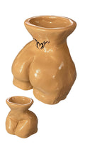 Red, orange and white swirl body-form concrete ashtray, large and mini sizes